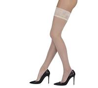 Sarah Borghi 15 Den Women's Sheer Stockings with Lycra, Lace Garter and Reinforced Toe, Made in Italy, ivory (ral 1013), L/XL
