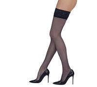 Sarah Borghi Women's 15 Den Sheer Stockings with Lycra, Lace Garter and Reinforced Toe, Made in Italy, blue, S/M