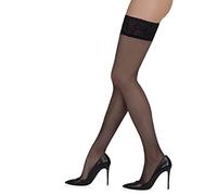 Sarah Borghi Women's 15 Den Sheer Stockings with Lycra, Lace Garter and Reinforced Toe, Made in Italy, Black, S/M