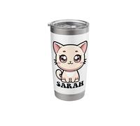 Sarah Cute Kitty Cat Design for Girls Name Sarah Stainless Steel Insulated Tumbler