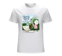 Sarah & Duck Men's Cotton Fashion Casual Pattern Round Neck Short Sleeve T-Shirt White S