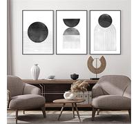 Sarah Duke Posters - Black and White Geometry Line Art Set of 3, Without Frame, Simple Stylish Wall Pictures, Art Posters for Decoration (50 x 70 cm)