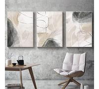Sarah Duke Set of 3 Abstract Wall Art, Beige Canvas Pictures for Living Room, Without Frame, Modern Wall Decoration (40 x 50 cm)