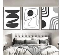 Sarah Duke Set of 3 Boho Wall Pictures, Black White Geometry Line Art Pictures, Art Posters for Living Room, Bedroom, Wall Decoration, Without Frame (50 x 70 cm)