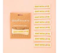 Sarah Hearts Knit with Love Woven Labels for Dressmaking - 65mm x 15mm - per Pack of 8