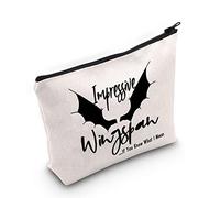 Sarah J Maas Gift Impressive Wingspan Makeup Bag A Court of Thorns and Roses Cosmetic Bag Throne of Glass Fan Gift Zipper Travel Bag (Impressive Wingspan White)