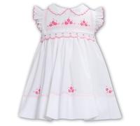 Sarah Louise White And Pink Smocked Dress SS25-6 Months