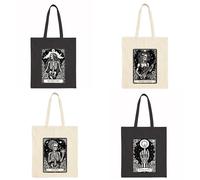 Sarah Mae Artworks Gothic Canvas Tote Bags - Tarot-Inspired & Eco-Friendly - Queen of Chaos, Rock N Roller, The Stoner, Zero of Fucks. Stylish, sustainable, and available in Black or Natural.