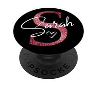 Sarah Name Calligraphy Personalized Letter S Heart Pink PopSockets Swappable PopGrip
