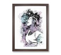 Sarah Vaughan In Abstract Modern Art Framed Print | A2 Walnut Framed Wall Art | Ready to Hang | Abstract Fantasy Picture | Living Room Bedroom Lounge Office