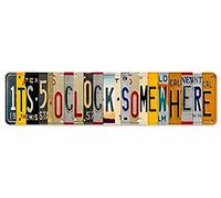 Saraheve Bar Signs For Bar Decor Its 5 O'Clock Somewhere Sign,Funny Vintage Bar Accessories Drinking Signs Gifts for Men,16 x 4 Inches