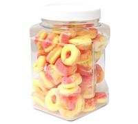 Sarah's Candy Factory Freeze-Dried Peach Rings Candy - Crunchy & Sweet, Large, Freshness, Halal, Gift & Snack in Reusable Jar Container 12 Oz