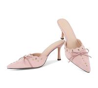 SaraIris Womens Black Pointed Toe Studded Slingback High Heel Mules, 1 x pink., 8.5 UK