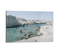 Sarakiniko Greece Milos Wall Art Paintings Canvas Prints Poster Artwork for Living Room Bedroom Bathroom Office Home Decor 12x18inch(30x45cm)