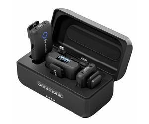 Saramonic Blink 500 B2+ 2-Person Wireless Mic System with Device Mount Receiver 3.5mm, USB-C & Lightning Outs, Charging Case, Noise Canceling Magnetic