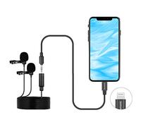 Saramonic LavMicro U1C Digital Dual-Head Lavalier Microphones Omnidirectional Lapel Mic with Lightning Plug Adapter Compatible with iPhone iPad iOS MAC for YouTube Video Facebook Live (20ft Cable)