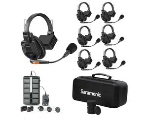 Saramonic WiTalk9-6S 6-Person 1.9GHz Full-Duplex Wireless Intercom System with 500m Range, expandable to 30 Users, 12 Batteries, 10-Bay Charger & case