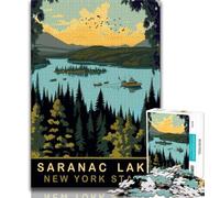 Saranac Lake NY Jigsaw Puzzles for Teenagers,Help The Brain Exercise Addictive Toys to Cultivate Patience A Work of Art 38x26cm