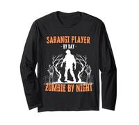 Sarangi Player by Day Zombie by Night Funny Halloween Music Long Sleeve T-Shirt