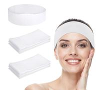 Saranna 120 Pieces Disposable Spa Headband Stretch Non-Woven Facial Headbands for Women Wrap Washing Makeup Headband for Hair Skincare Shower Sports White