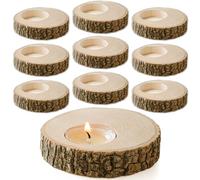 Sarap Tea Light Candle Holders - Pack of 10 Votive Wood Tealight Holder - Centerpieces for Tables - Rustic Wedding Decor and Wedding Favors - Decorative Tealight Candle Holders for Table