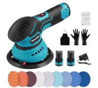 Sararoom 15cm 6inch Cordless Buffer Polisher with 2 x 2000mAh Lithium Battery, 12V Car Polisher with 14 PCS Attachments, Car Buffer Polishing Machine 8 Speeds 2800-5500RPM for Car/Leather/Wood/Glass