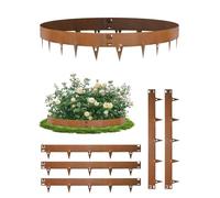 Sararoom 15cm Height Lawn Edging, 5 Pack Flexible Decorative Cor-Ten Steel Garden Edging Border, Maintenance-Free Landscape Edging, No-Dig Hammer-in Heavy Duty Lawn Edging Strip - Total Length 6.37m