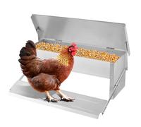 Sararoom 5KG Capacity Automatic Chicken Feeders, Galvanized Treadle Chicken Feeder with Weatherproof Lid, Rat Proof Poultry Feeder, No Waste Poultry Trough for Chickens, Ducks - Silver
