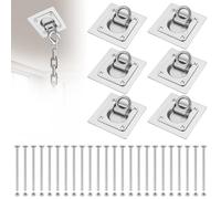 Sararoom 6 Pack D Ring Recessed Tie Down Anchors, 500KG Stainless Steel Heavy Duty Cargo Tie Downs with 24 Screws, Drainage Holes, Return Springs, Lashing Rings Hook for Fixed Furniture, Trailers