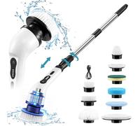 Sararoom 75W Electric Spin Scrubber, 2000mAh Upgraded Cordless Electric Cleaning Brush with Adjustable Handle, Bathroom Scrubber Dual Speed with 9 Replaceable Brush Heads for Tile Floor Bathroom