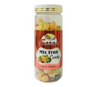 Saras Candy Mixfruit 200g - Assorted Fruit-Flavoured Hard Candies - Sweet & Tangy Treat - Vegetarian - Resealable Jar - Made in India