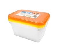 Saras Flavours of Asia 4 X 1000ml Rectangle Plastic Containers with Colourful Lids | Food Storage Box | Durable| Heavy Duty | Reusable & Disposable