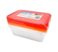 Saras Flavours of Asia Sars 5 X 650ml Rectangle Plastic Containers with Colourful Lids | Food Storage Box | Durable | Heavy Duty | Reusable & Disposable