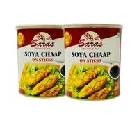 Saras SOYA Chaap - 850g (Pack of 2) | High-Protein Vegetarian Meat Alternative | Soft & Juicy SOYA Sticks for Curries, Gravy, and Grilling