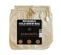 SARASOTA COFFEE Cold Brew Filter Bag - Designed in FL - Reusable Coffee Filter with EasyOpen Drawstring Cold Brew Maker for Pitchers, Mason Jars, & Toddy Systems (Large 12" x 12")
