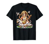 Saraswati on Lotus: Goddess of Wisdom, Purity and Arts T-Shirt