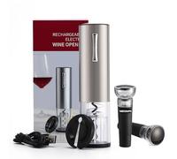 Saraudy Electric Wine Opener Set, Battery Powered Wine Opener with 2 Wine Stoppers, Foil Cutter, Electric Corkscrew for Wine, Wine Lovers Present (USB Charge Model with Vacuum Stoppers)