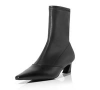 sarawill Women's Square Toe Kitten Heel Ankle Boots Side Zipper Dress Heeled Booties Fall Winter Office Evening Prom Chunky Heel Boots for Women, Black, 5 UK