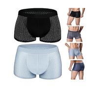SARAYO 2PCS Nylon Ice Silk Breathable Men's Underwear,L-10XL Plus Size Men Frozen Silk Boxer Shorts,Mesh Stretch Slim Brief (8XL, Black+Light Blue)