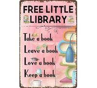 Sarayvhdi Library Sign Free Little Library Metal Sign Reading Room Wall Art Decor for Reading Room Class Decor Sign 8x12 inch