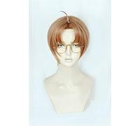 Sarazanmai Enta Jinnai Cosplay Wig Light Brown Short Heat Resistant Synthetic Hair Cosplay Wigs + Glasses + Wig Cap
