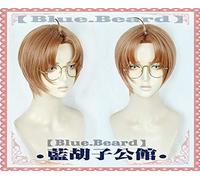 Sarazanmai Enta Jinnai Light Brown Short Synthetic Hair for Cosplay Wig Glasses Set Halloween Role Play+free wig cap wig and glasses