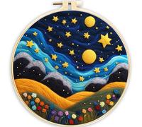 SARBUTER Needle Felting Kits, DIY Wool Felt Starer Needle Felting Embroidery Kits for Beginners ，Suitable for Giftware Home Decoration (High Mountain Under The Stars)