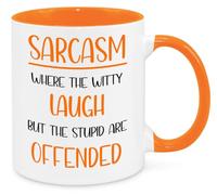 Sarcasm Explanation Mug - Funny Novelty Gift Silly Present Mug Birthday Christmas for Mum Dad Friend Sister Brother Grandparents for Man Woman Secret Santa Work Quotes (Orange)
