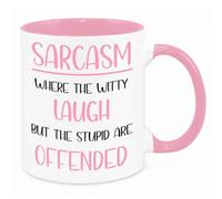 Sarcasm Explanation Mug - Funny Novelty Gift Silly Present Mug Birthday Christmas for Mum Dad Friend Sister Brother Grandparents for Man Woman Secret Santa Work Quotes (Pink)
