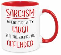 Sarcasm Explanation Mug - Funny Novelty Gift Silly Present Mug Birthday Christmas for Mum Dad Friend Sister Brother Grandparents for Man Woman Secret Santa Work Quotes (Red)
