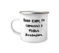 Sarcasm Flight attendant Gifts, Keep Calm, I'm (almost) a, Flight attendant 12oz Camper Mug From Friends, Gifts For Coworkers, Airplane decor, Pilot gifts, Aviation gifts, Gifts for airplane lovers