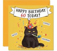 Sarcastic 60th Birthday Card, Party Hat, Confetti and a Side of Sarcasm