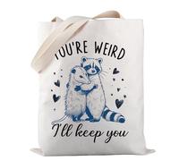 Sarcastic Animal Sayings You're Weird I'll Keep You Funny Raccoon Tote Bag Raccoon Opossum Gift (You're Weird TOTE)