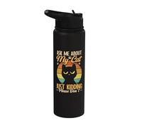 Sarcastic Ask Me About My Cat Sarcasm Introverted Cat Lover Stainless Steel Insulated Water Bottle